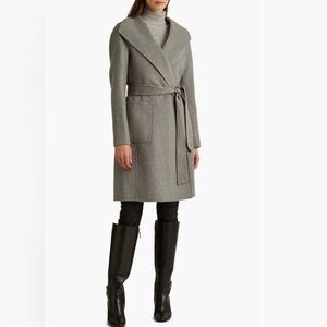 Ralph Lauren gray wool 3/4 length shawl coat